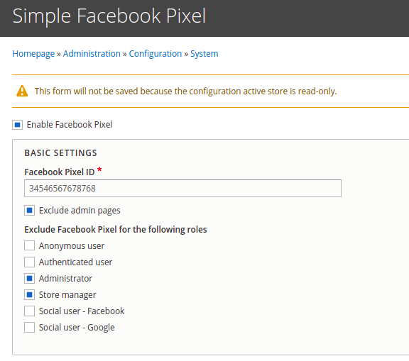 Simple facebook pixel config 1